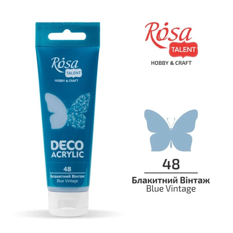 Акрил для декору, Блакитний вінтаж, матовий, 75 мл, ROSA TALENT