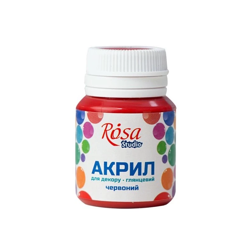 Акрил для декору, Червоний, глянцевий, 20 мл, ROSA Studio