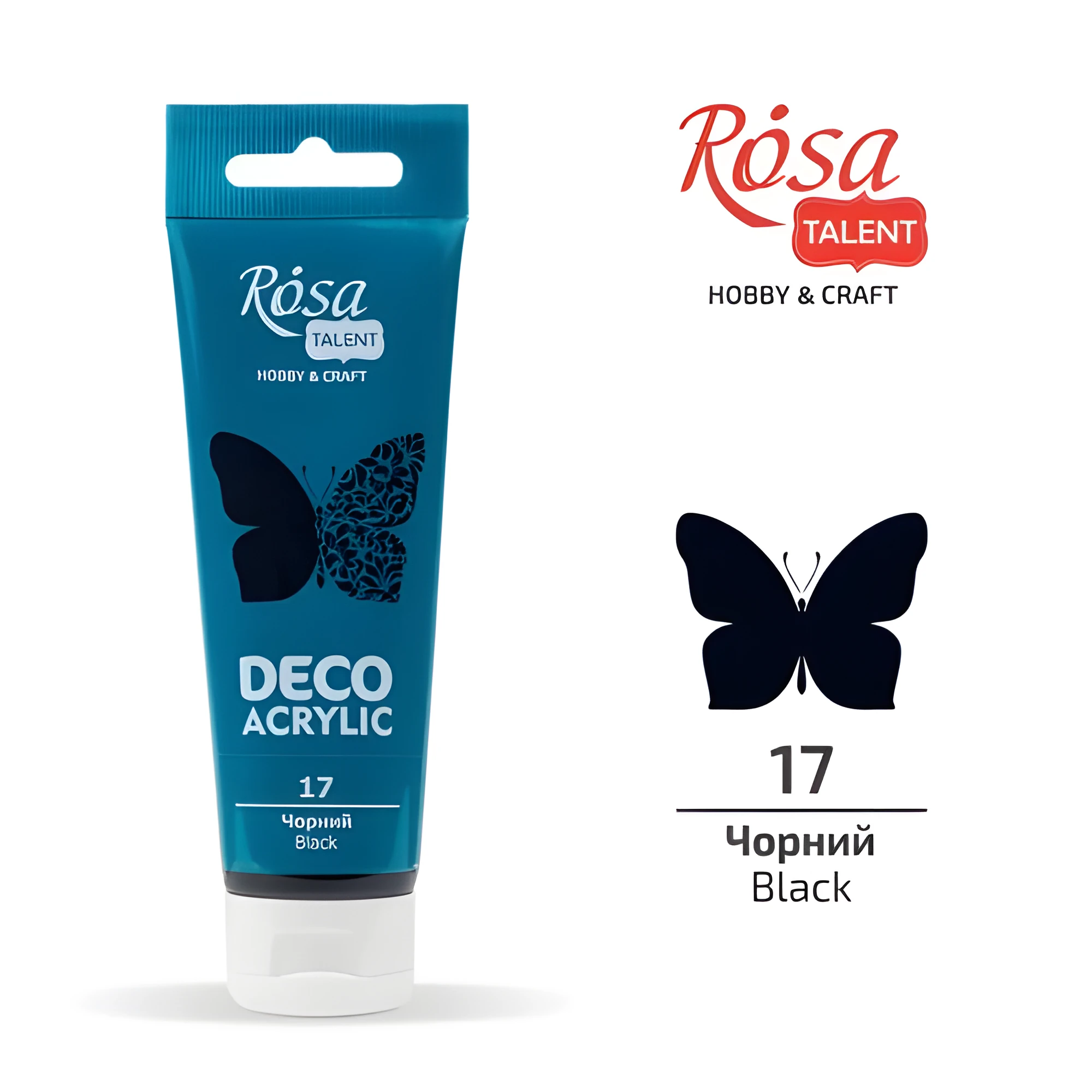 Акрил для декору, Чорний, матовий, 75 мл, ROSA TALENT