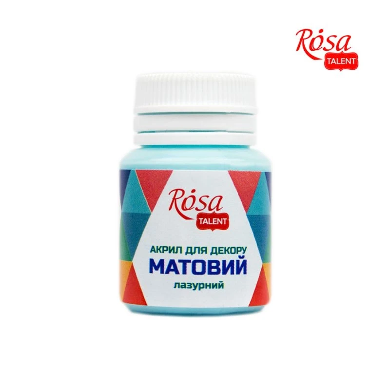 Акрил для декору, Лазурний, матовий, 20 мл, ROSA TALENT