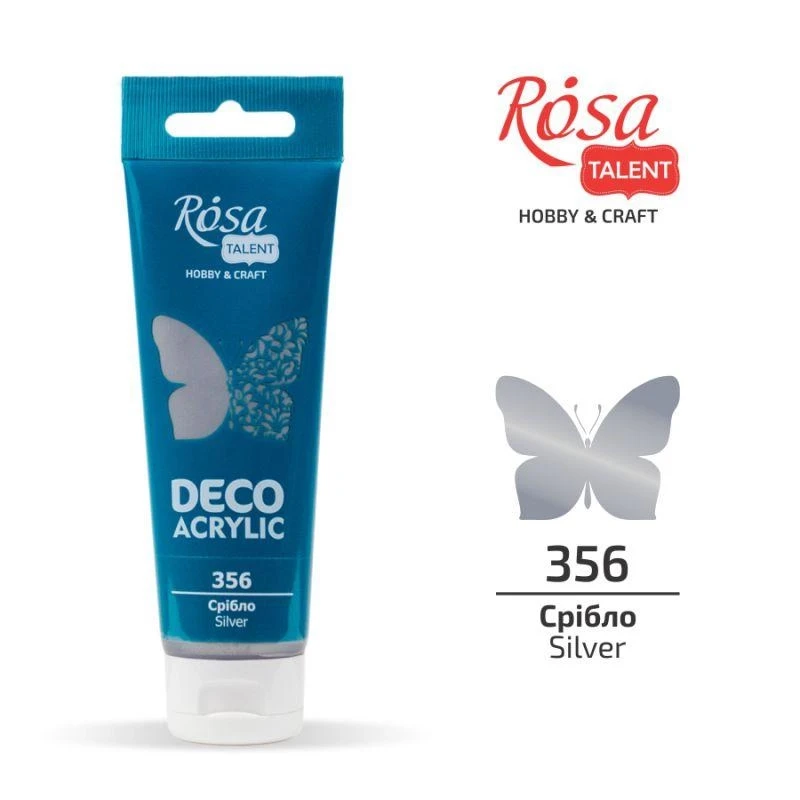 Акрил для декору, Срібло, металік, 75 мл, ROSA TALENT