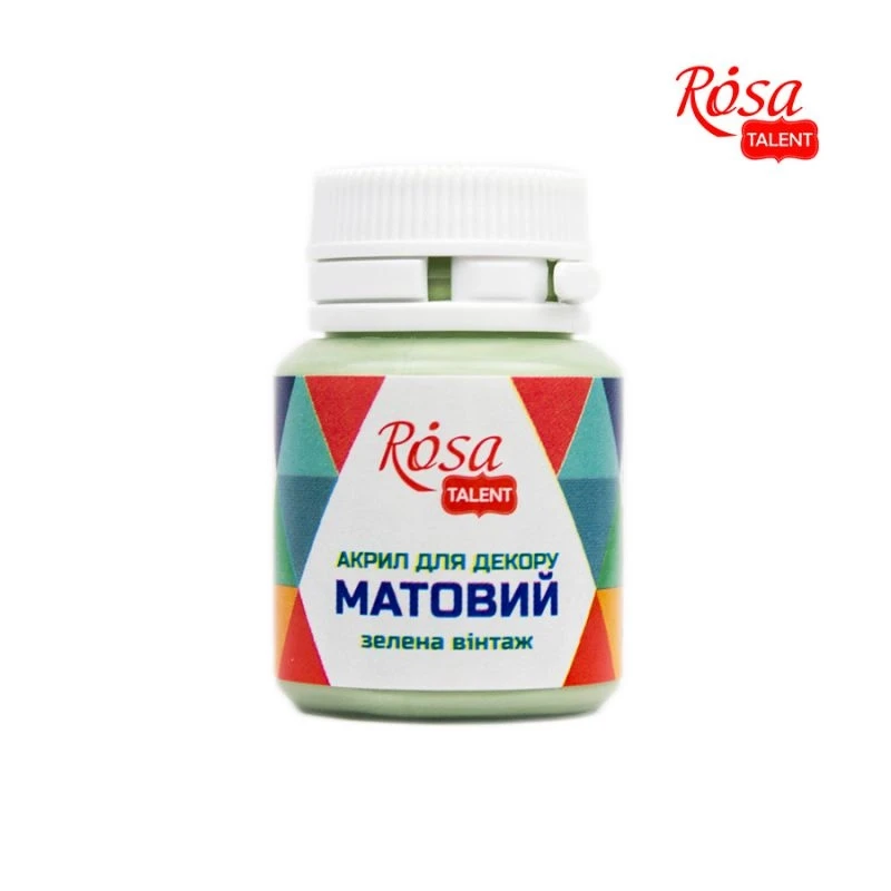 Акрил для декору, Зелена вінтаж, матовий, 20 мл, ROSA TALENT