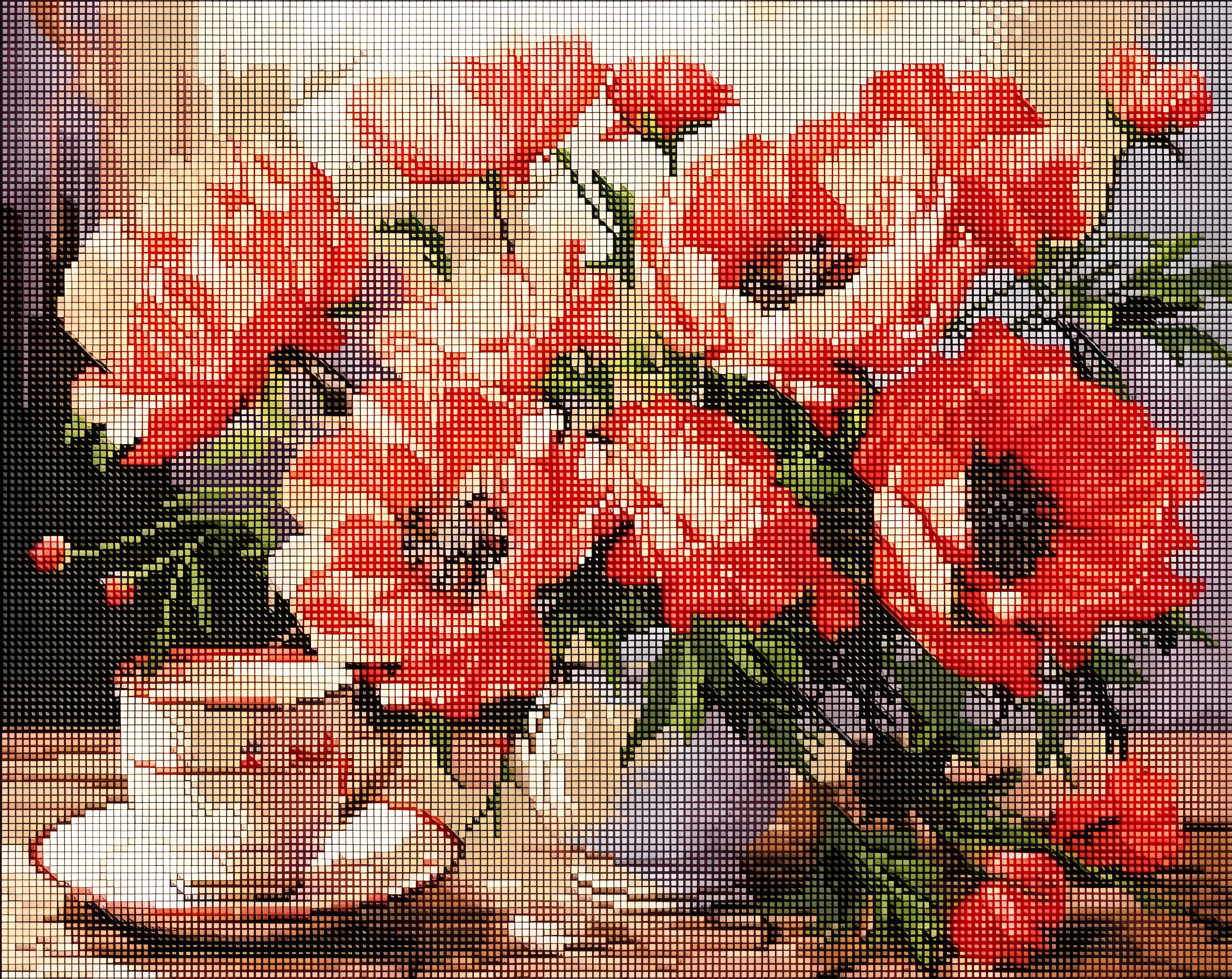 Алмазна мозаїка Ідейка на підрамнику Букет із маками 40х50см 7988