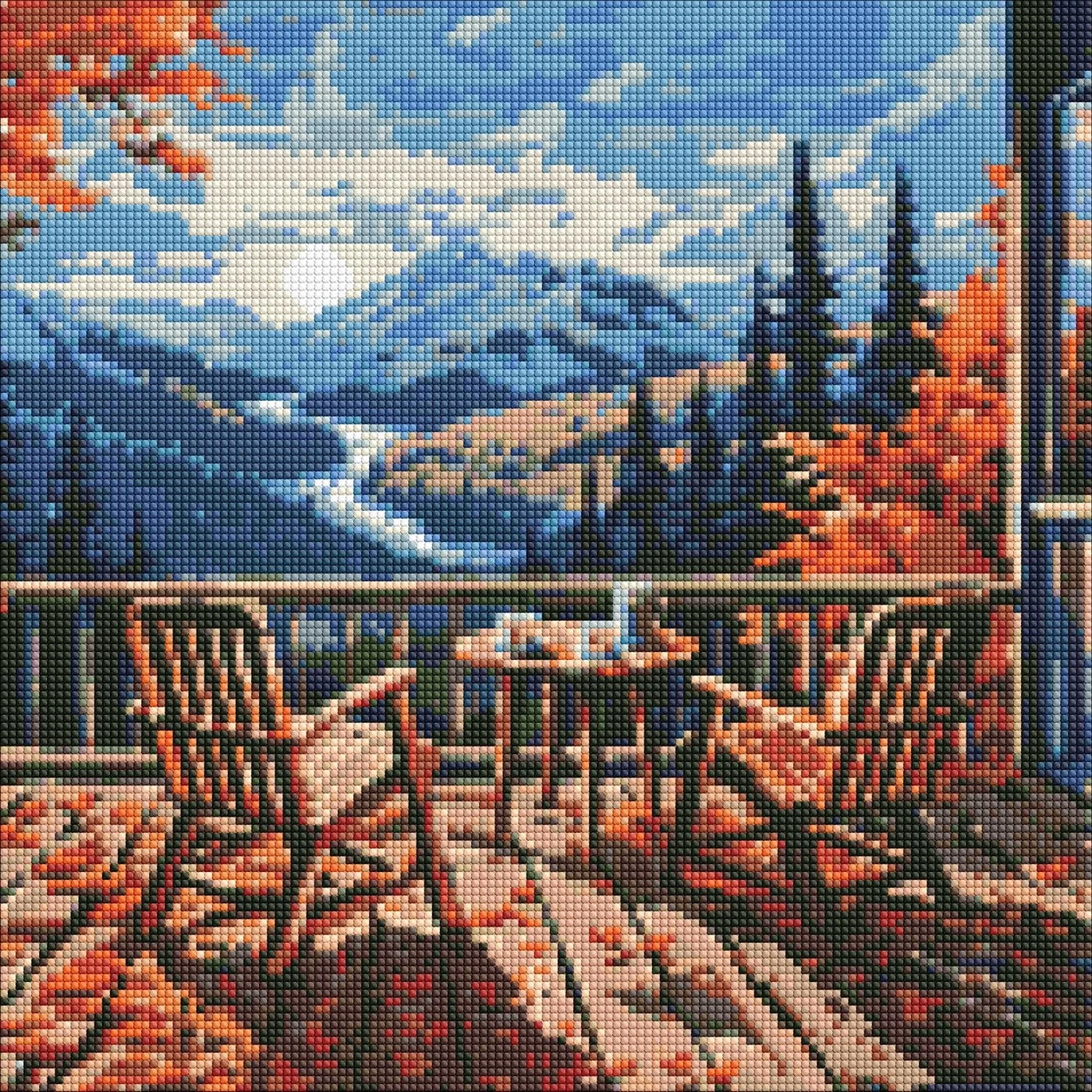 Алмазна мозаїка Ідейка на підрамнику Сніданок у горах 40х40см 7915