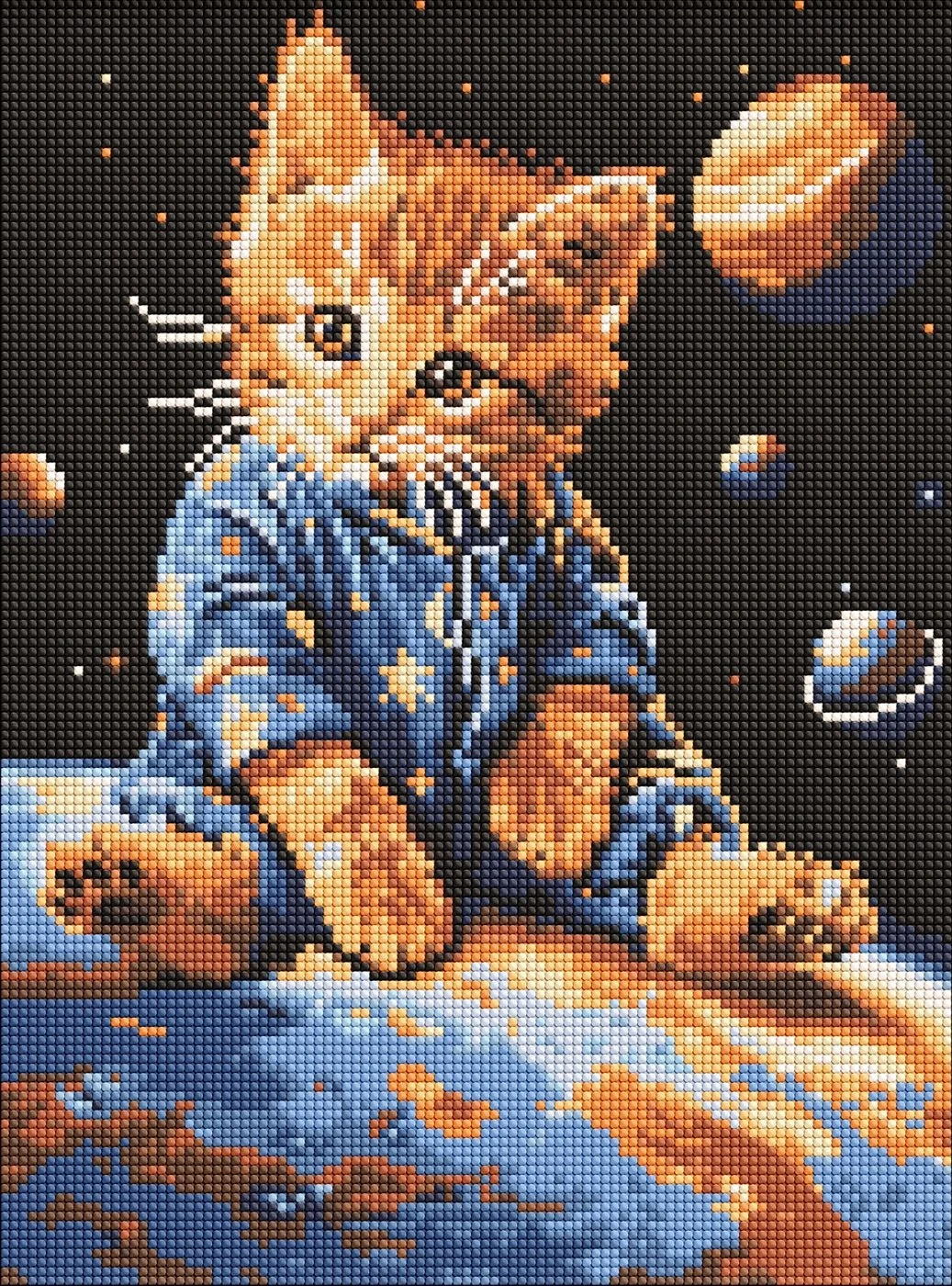 Алмазна мозаїка Ідейка на підрамнику Зоряний котик 30x40см 8167