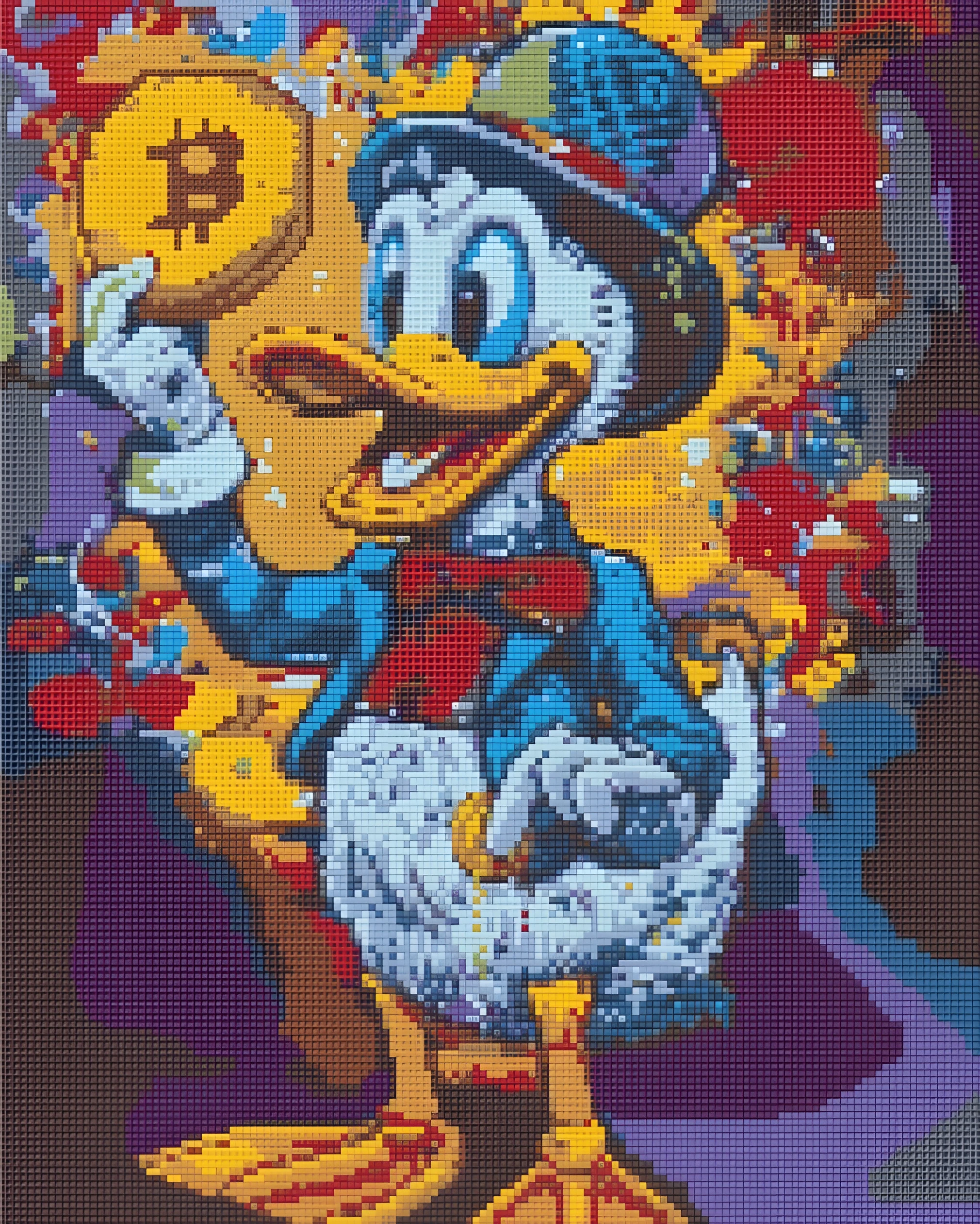 Алмазна мозаїка Origami UA Скрудж Макдак з біткоїном 40х50 см