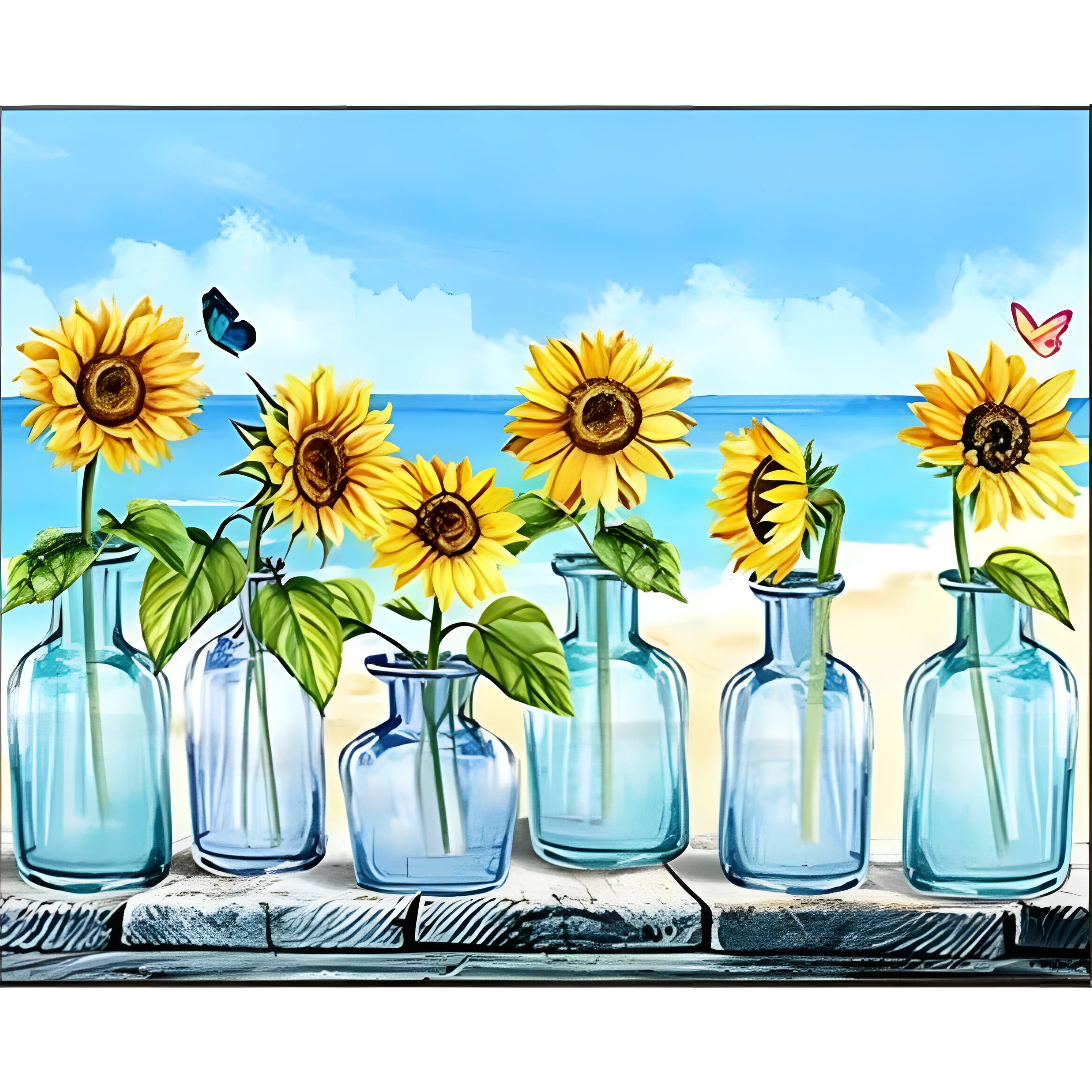 Алмазна мозаїка Strateg Соняшники біля моря 30×40 см