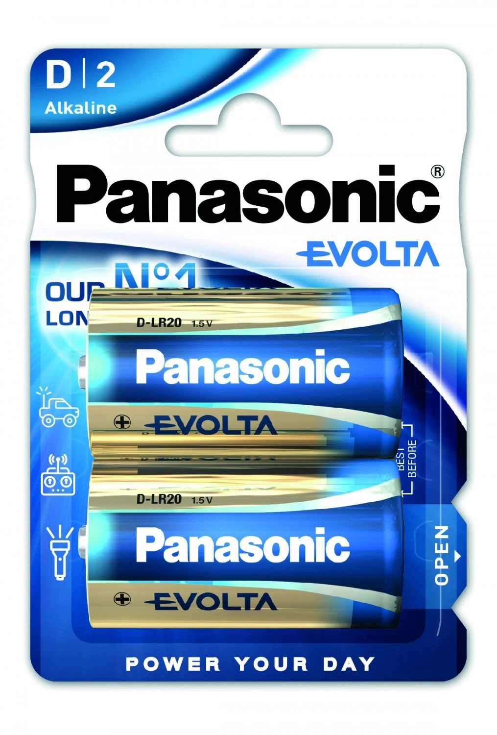 Батарейка PANASONIC LR20 Evolta 1x2 шт. (LR20EGE/2BP) — фото 2