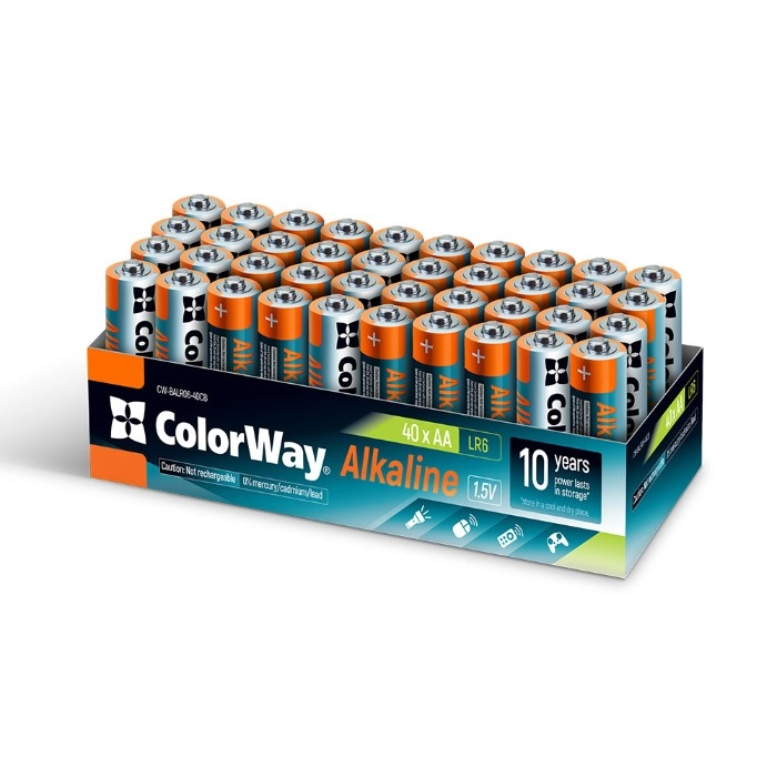 Батарейки СolorWay Alkaline Power лужні AA (40шт) colour box — фото 2
