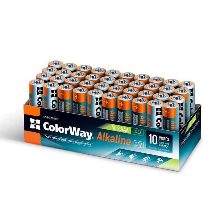 Батарейки СolorWay Alkaline Power лужні AAA (40шт) colour box — фото 2