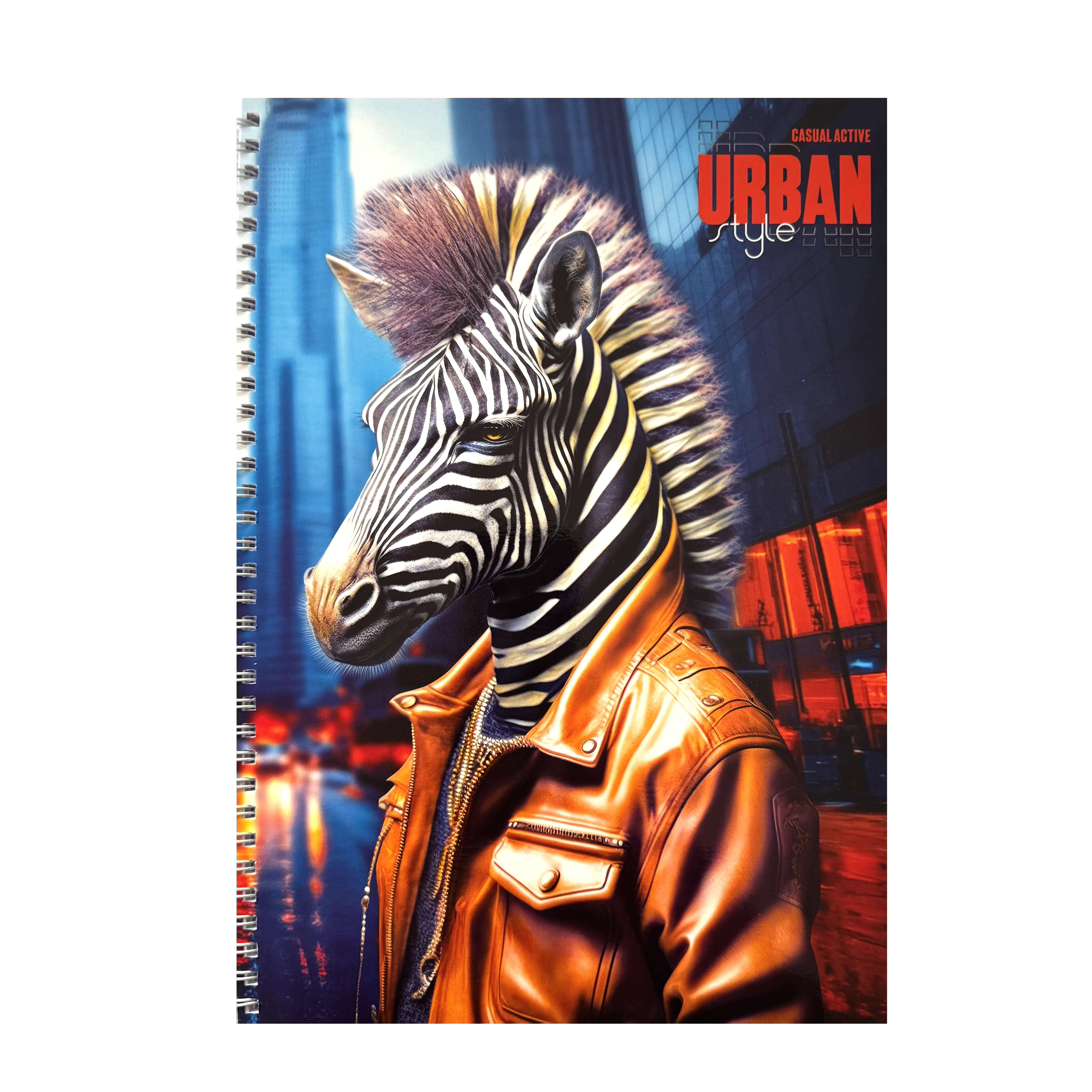 Блокнот на пружині А4 Офіс Центр Zebra in leather: Wild urban style 96 аркушів клітинка офсет ОС-96009