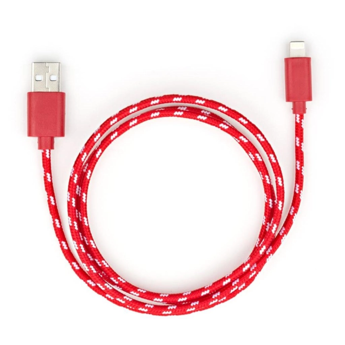 Дата кабель USB 2.0 AM to Lightning 2color nylon 1m red Vinga (VCPDCLNB31R) — фото 2