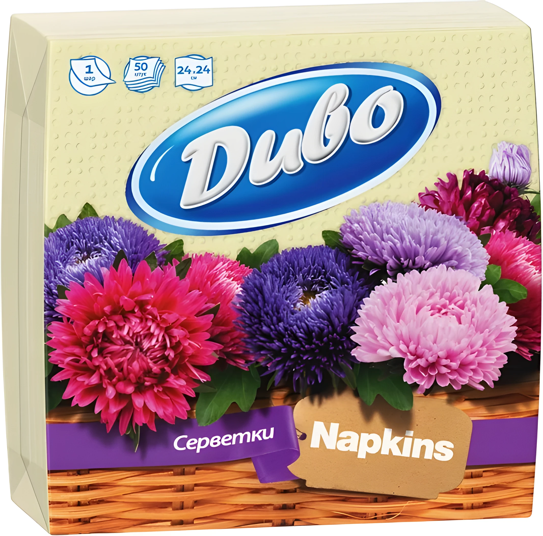 ДИВО серв. папер. 1-шарові 240*240, в п/п упаковці 50шт  жовті