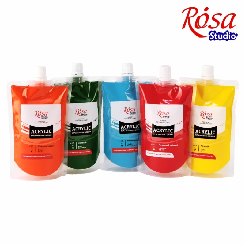 Фарба акрилова, Білила титанові, 200 мл, ROSA Studio