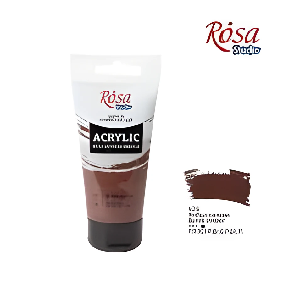Фарба акрилова, Умбра палена, 75 мл, ROSA Studio
