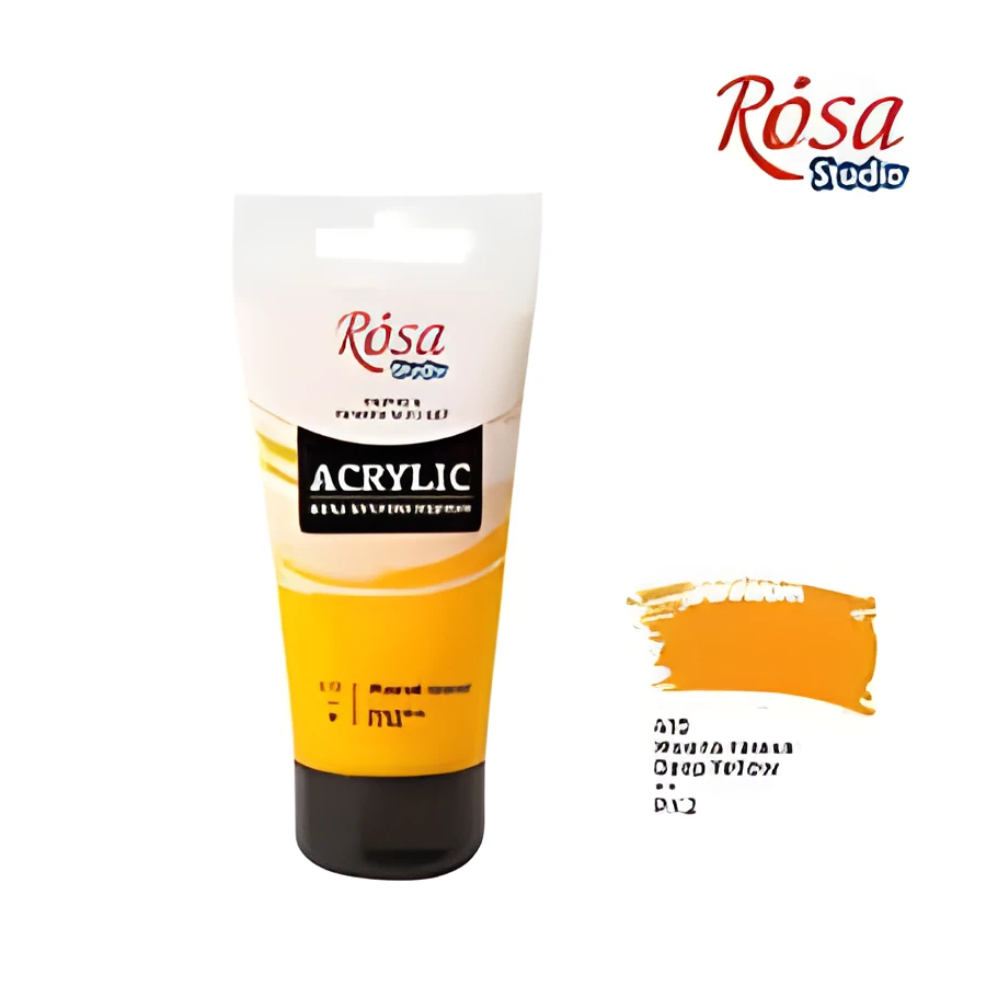 Фарба акрилова, Жовта темна, 75 мл, ROSA Studio