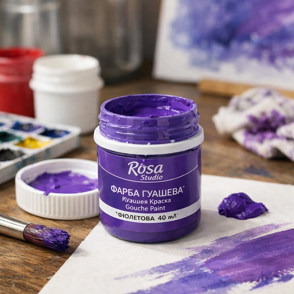Фарба гуашева, Фіолетова, 40мл, ROSA Studio