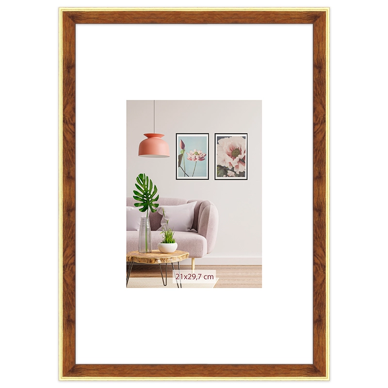 Фоторамка SA1214-206 горіх з золотою смужкою оргскло 21х30 см — фото 2