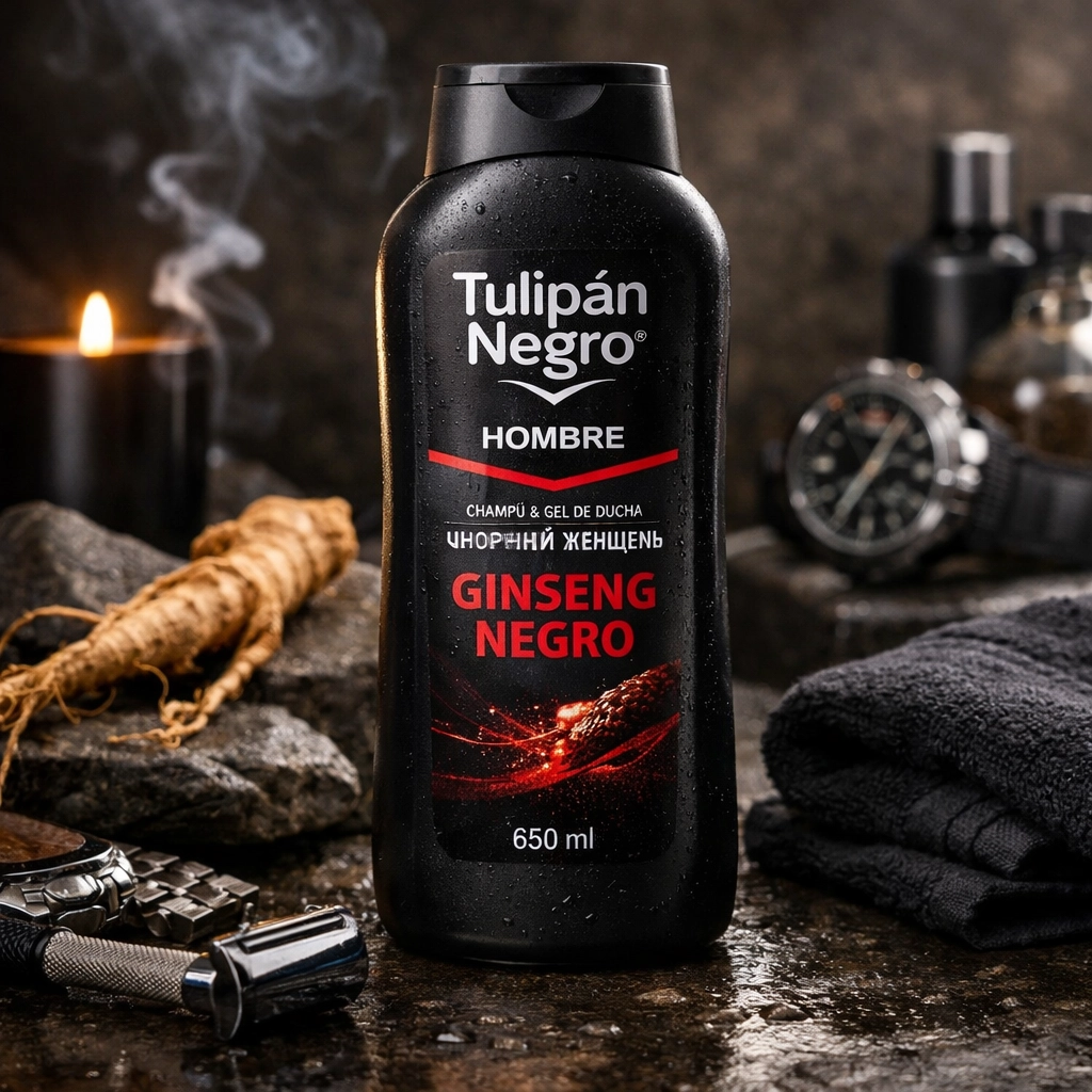 Гель для душу чоловічий Tulipan Negro Чорний женьшень 650мл