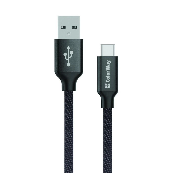 Кабель Colorway USB - Type-C 2.1А 1м чорний (CW-CBUC003-BK) — фото 2
