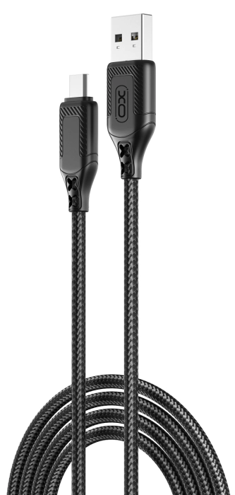 кабель XO NB235 Zebra Series Braided USB-A to Micro - 1m (Чорний) — фото 2