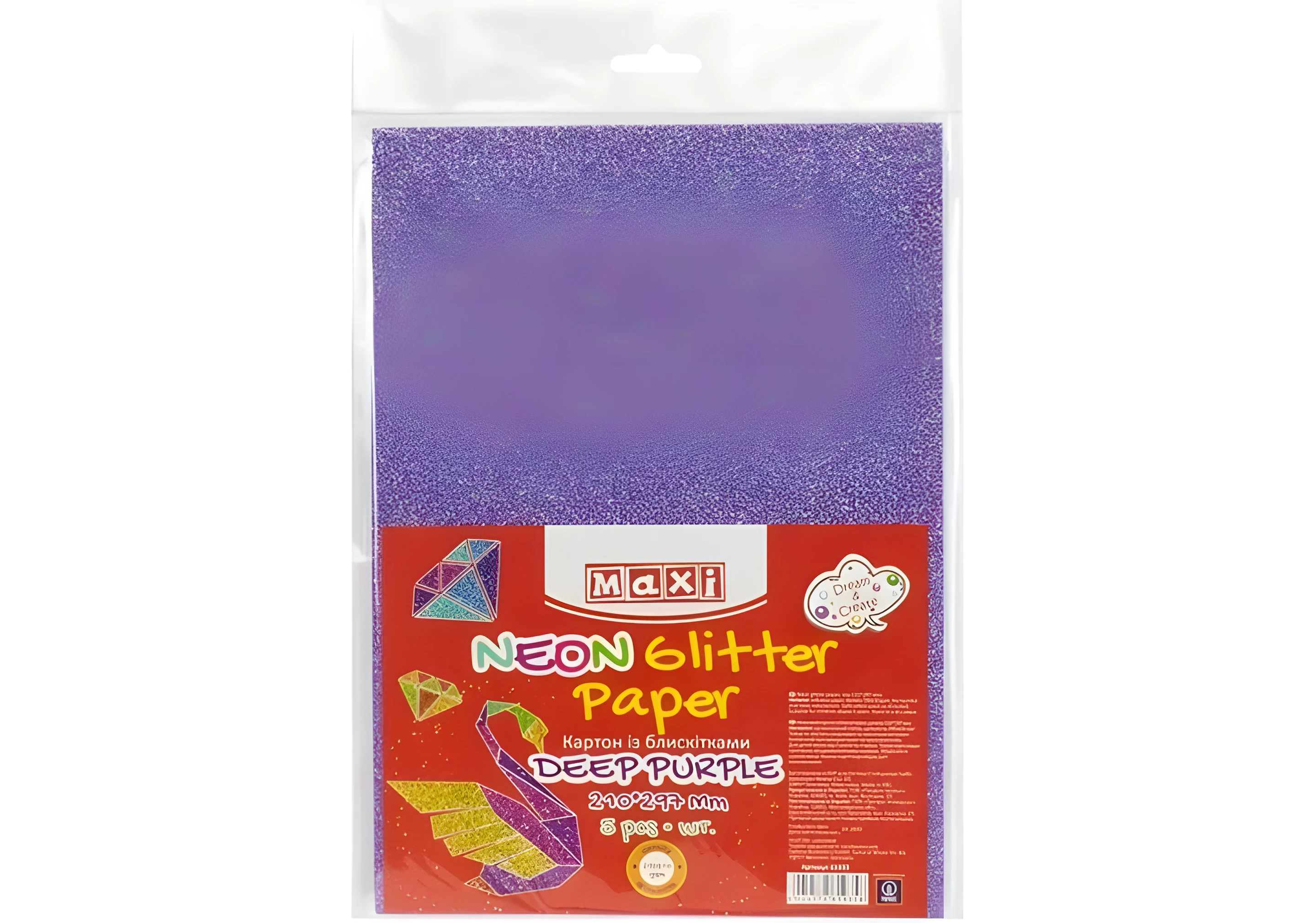 Картон А4 з блискітками 290х10 г/м 2 пурпурний