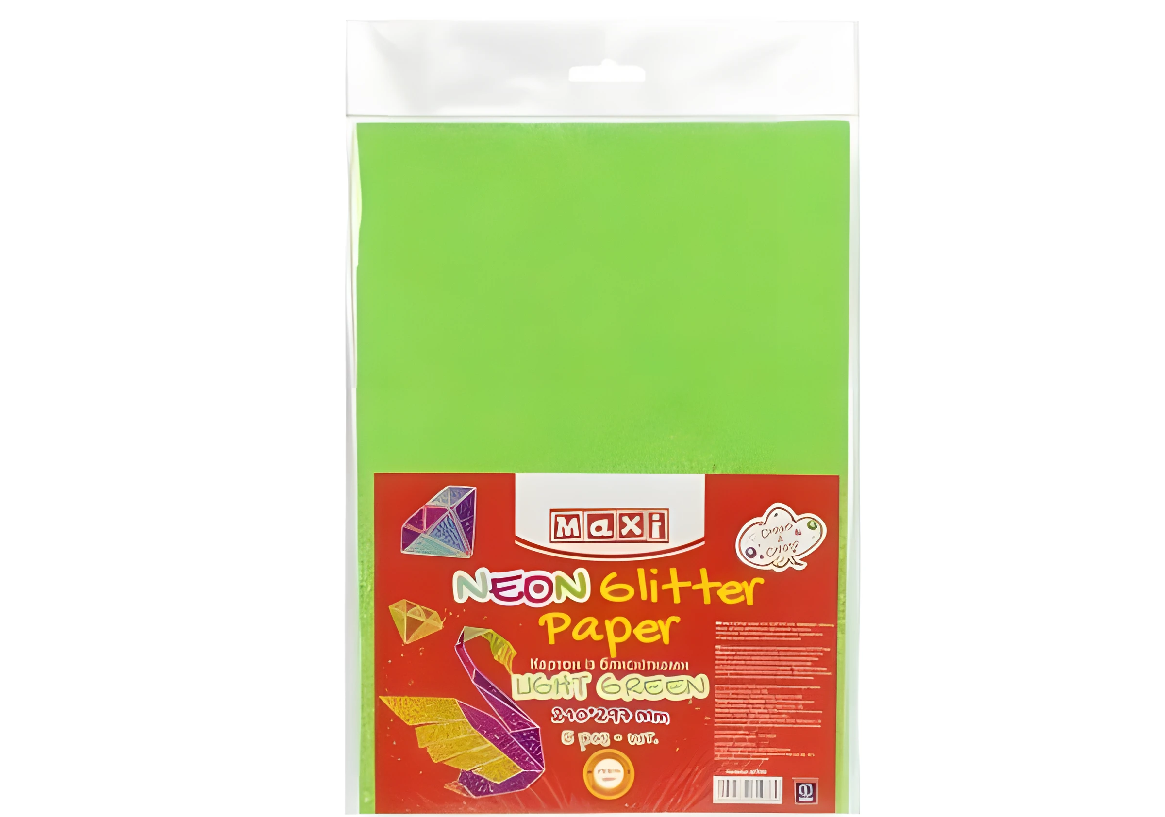 Картон А4 з блискітками НЕОН 290х10 г/м 2 насичений мятний