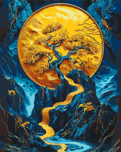 Картина за номерами Origami UA Чарівне дерево з фарбами металік 40х50 см LW 3411 — фото 2