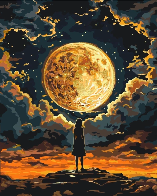 Картина за номерами Origami UA Дівчина під місяцем 40х50 см LW 3401 — фото 2