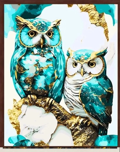 Картина за номерами Origami UA Дві сови з фарбами металік 40х50 см LW 3405 — фото 2