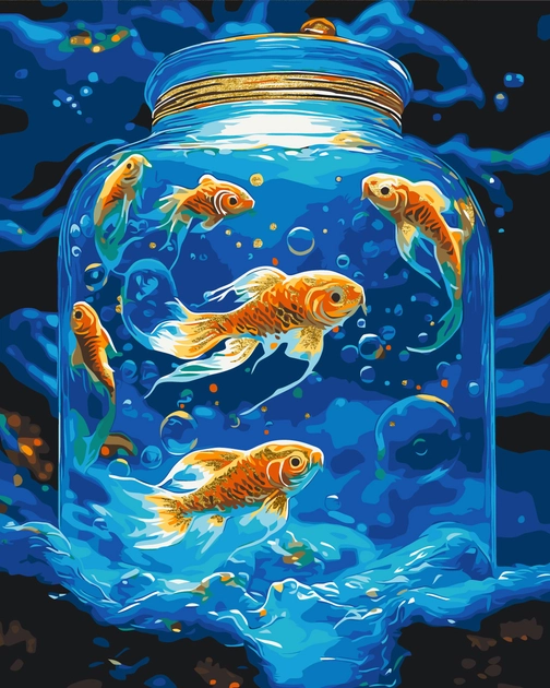 Картина за номерами Origami UA Пейзаж Підводний світ рибки з фарбами металік 40х50 см — фото 2