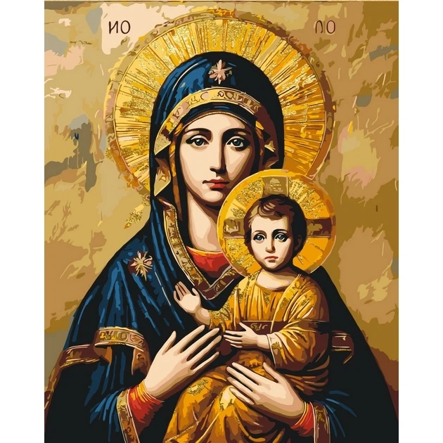 Картина за номерами Origami UA Релігія Ікона Божа Матір з фарбами металік 40х50 см — фото 2
