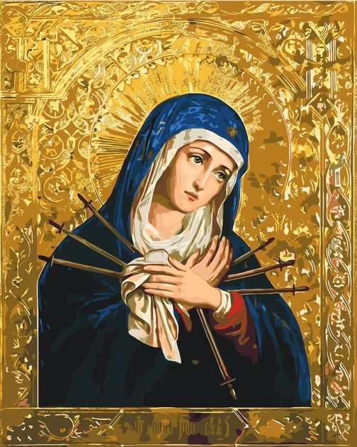 Картина за номерами Origami UA Релігія Ікона Божої Матері з фарбами металік 40х50 см — фото 2