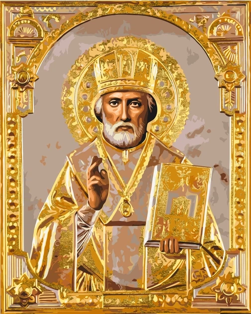 Картина за номерами Origami UA Релігія Микола Чудотворець з фарбами металік 40х50 см — фото 2