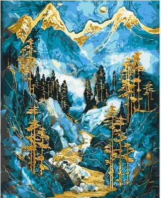 Картина за номерами Origami UA Снігові гори з фарбами металік 40х50 см LW 3407 — фото 2