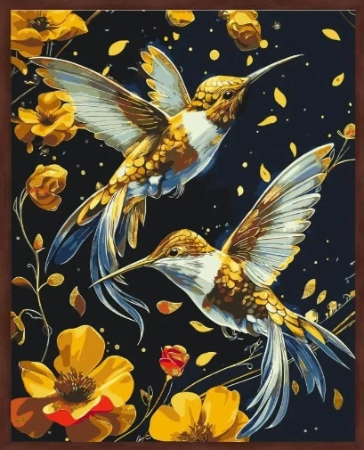 Картина за номерами Origami UA Танець птахів з фарбами металік 40х50 см LW — фото 2