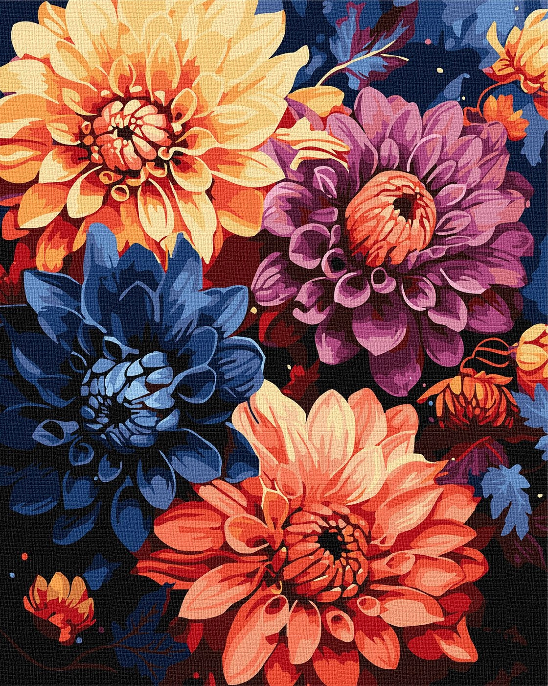 Картини за номерами Ідейка Барвисті жоржини 40х50см 3248 — фото 2