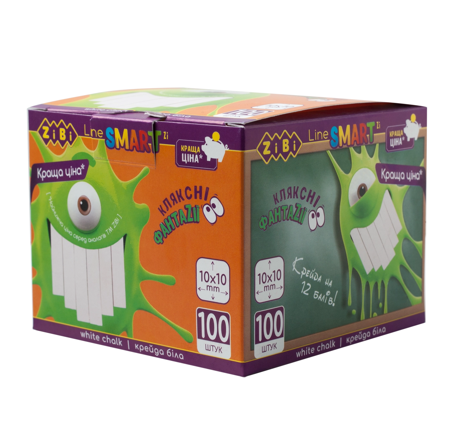 Крейда біла прямокутна 100 шт SMART Line ZB.6719-12 — фото 2