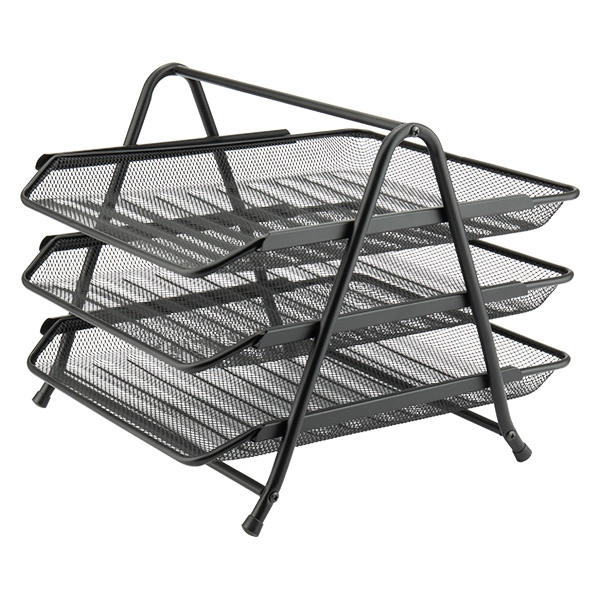 Лоток для паперів горизонтальний потрійний чорний — фото 2