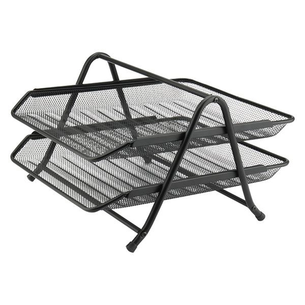 Лоток для паперів горизонтальний подвійний чорний — фото 2