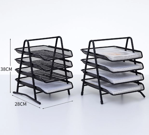 Лоток для паперів п'ять рівнів горизонтальний чорний метал — фото 2