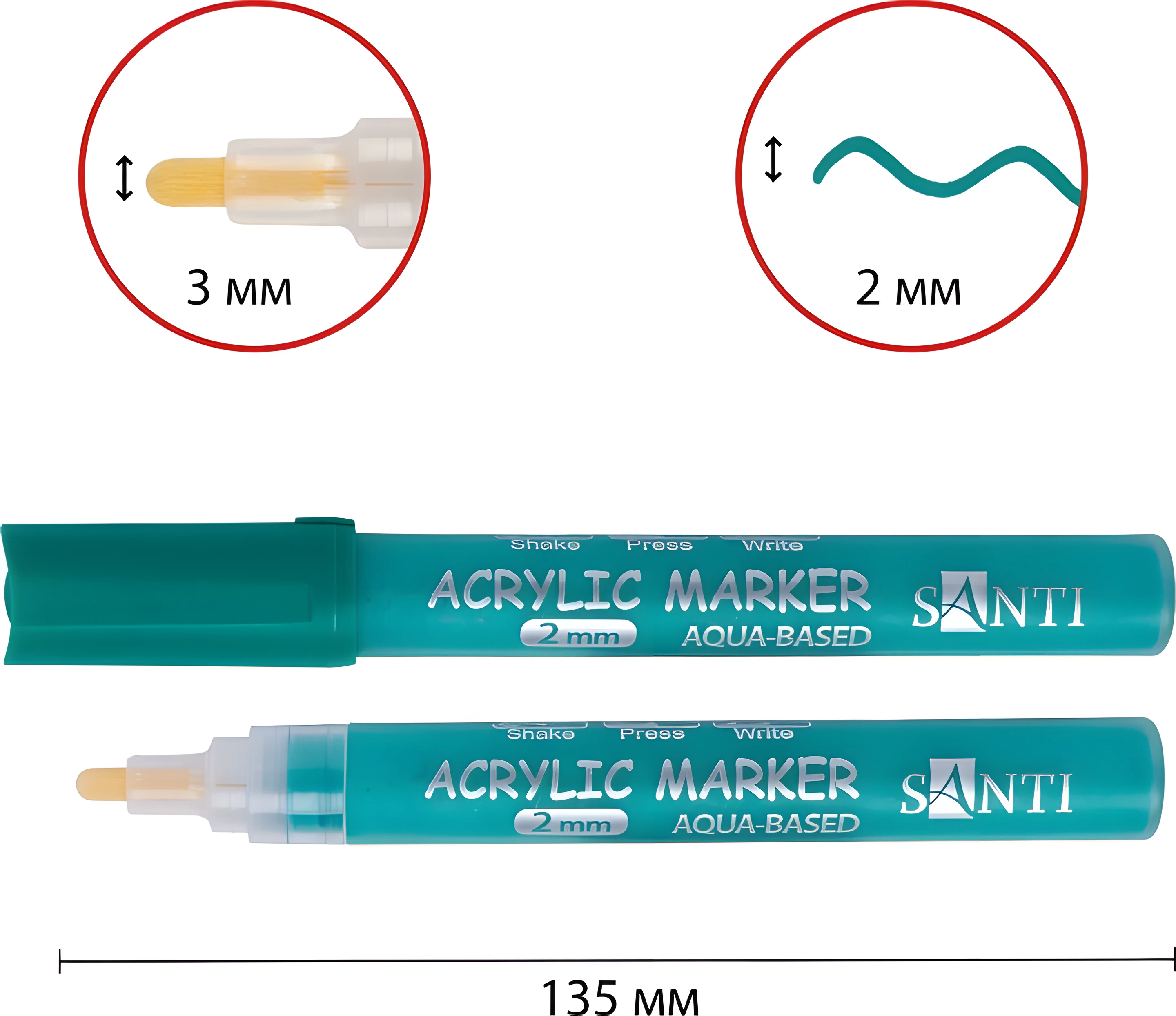 Маркер акриловий Santi SAC-19 зелений 2 мм
