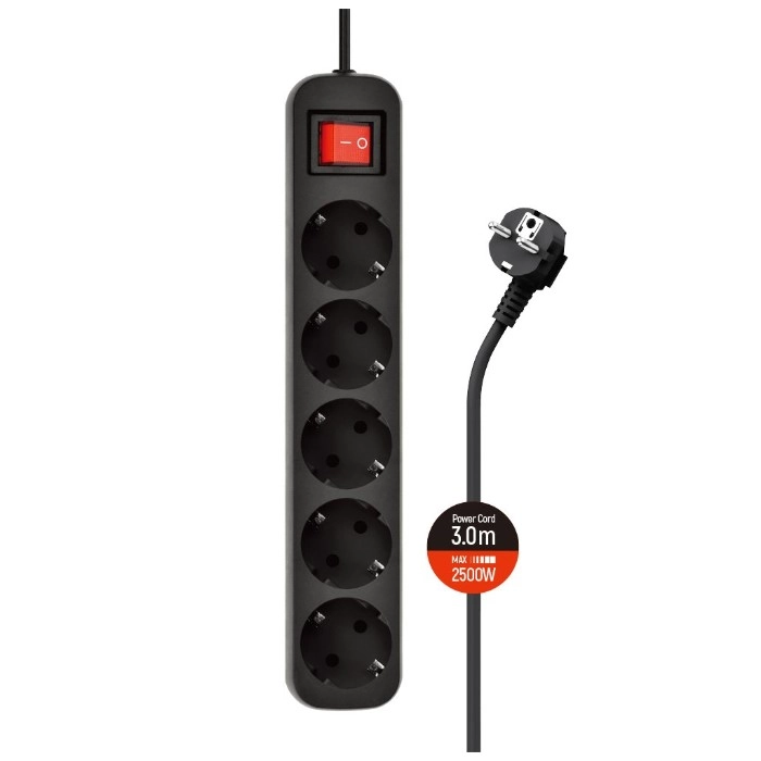 Мережевий фільтр живлення ColorWay CW-PSEA53BK, 5 розеток/ 3M black (CW-PSEA53BK) — фото 2
