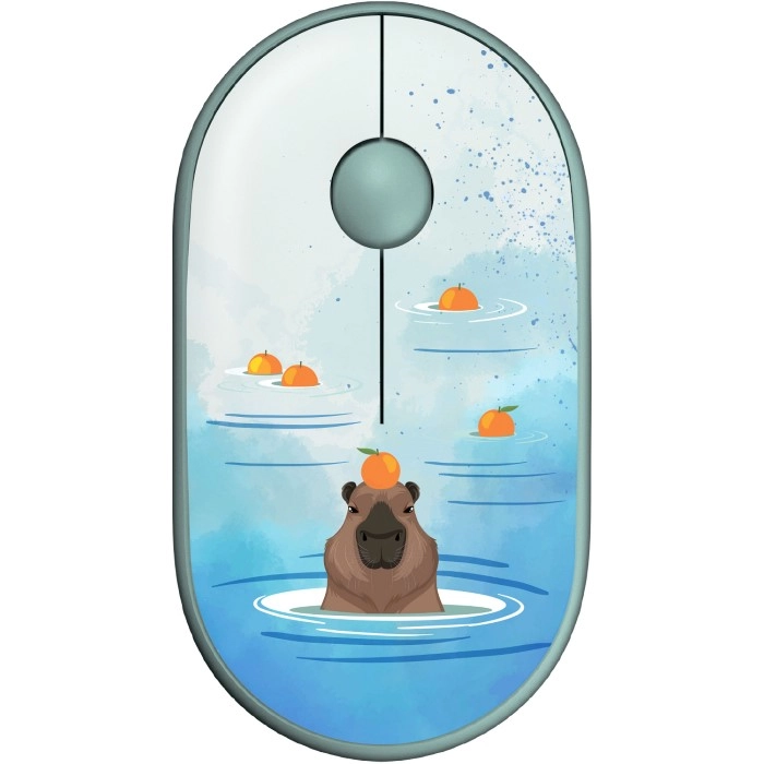 Миша бездротова 2E MF300 CAPYBARA:TANGERINE Silent WL BT, зелений (2E-MF300WCAPIBARAGN) — фото 2