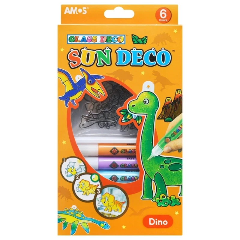Набір для творчості Sun Deco Діно Amos вітраж 6 кольорів 10.5мл