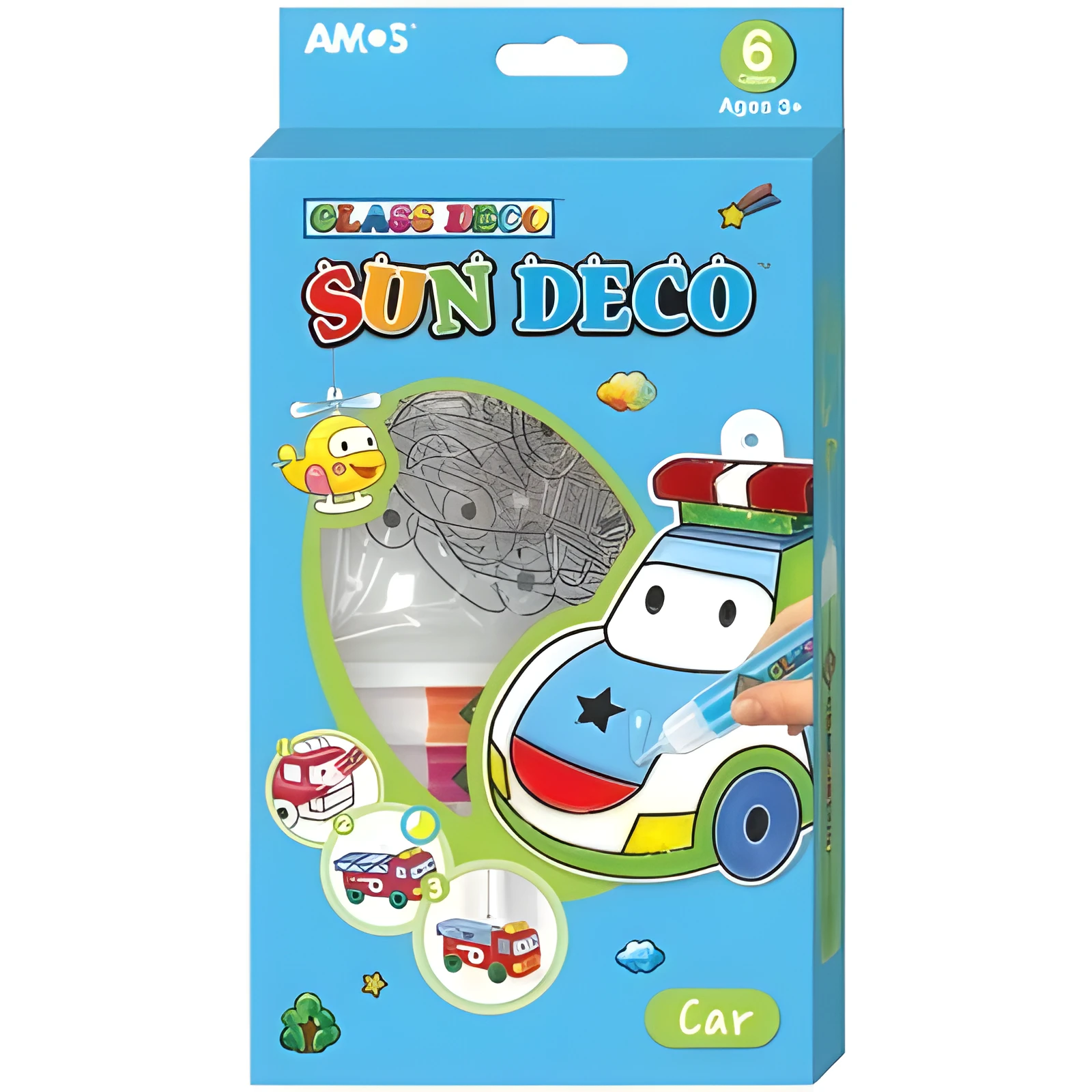Набір для творчості Sun Deco Машина Amos вітраж 6 кольорів 10.5мл