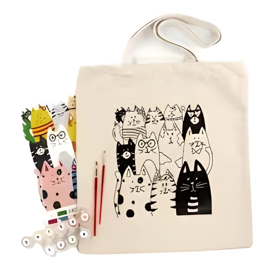 Набір екосумка-розмальовка ROSA Talent Котики бавовна 220 г/м2 38х42см