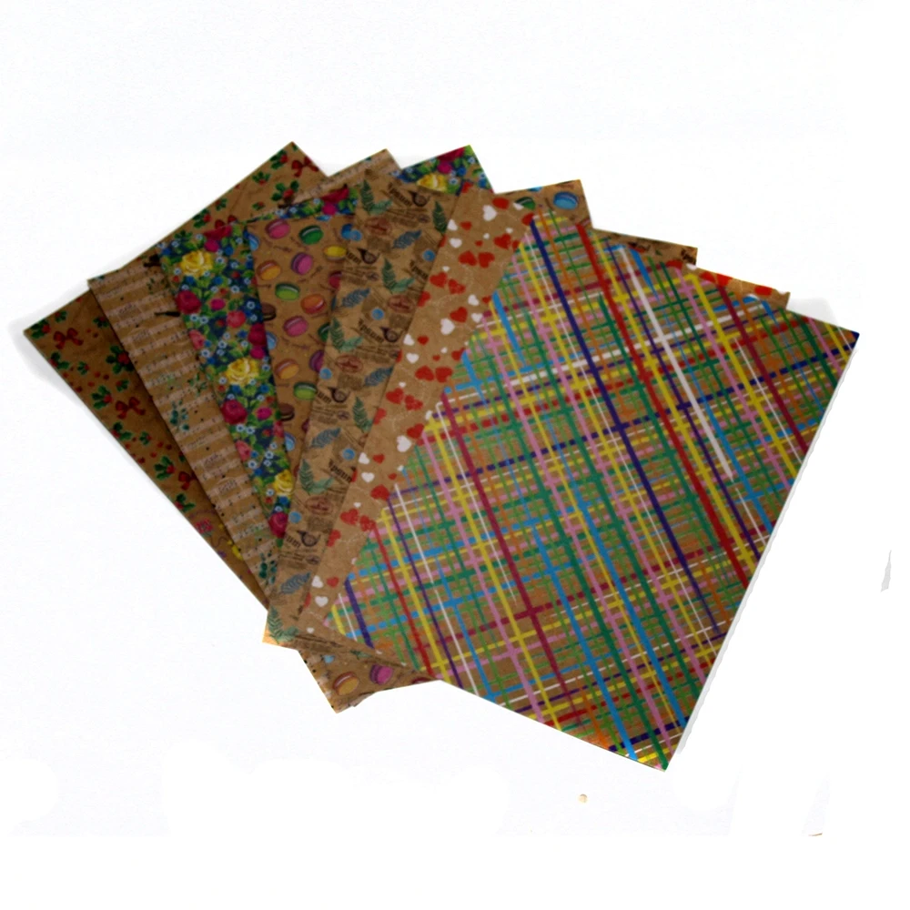 Набір кольорового картону Крафтові візерунки Апельсин, А4, 225г/м2, 8 аркушів