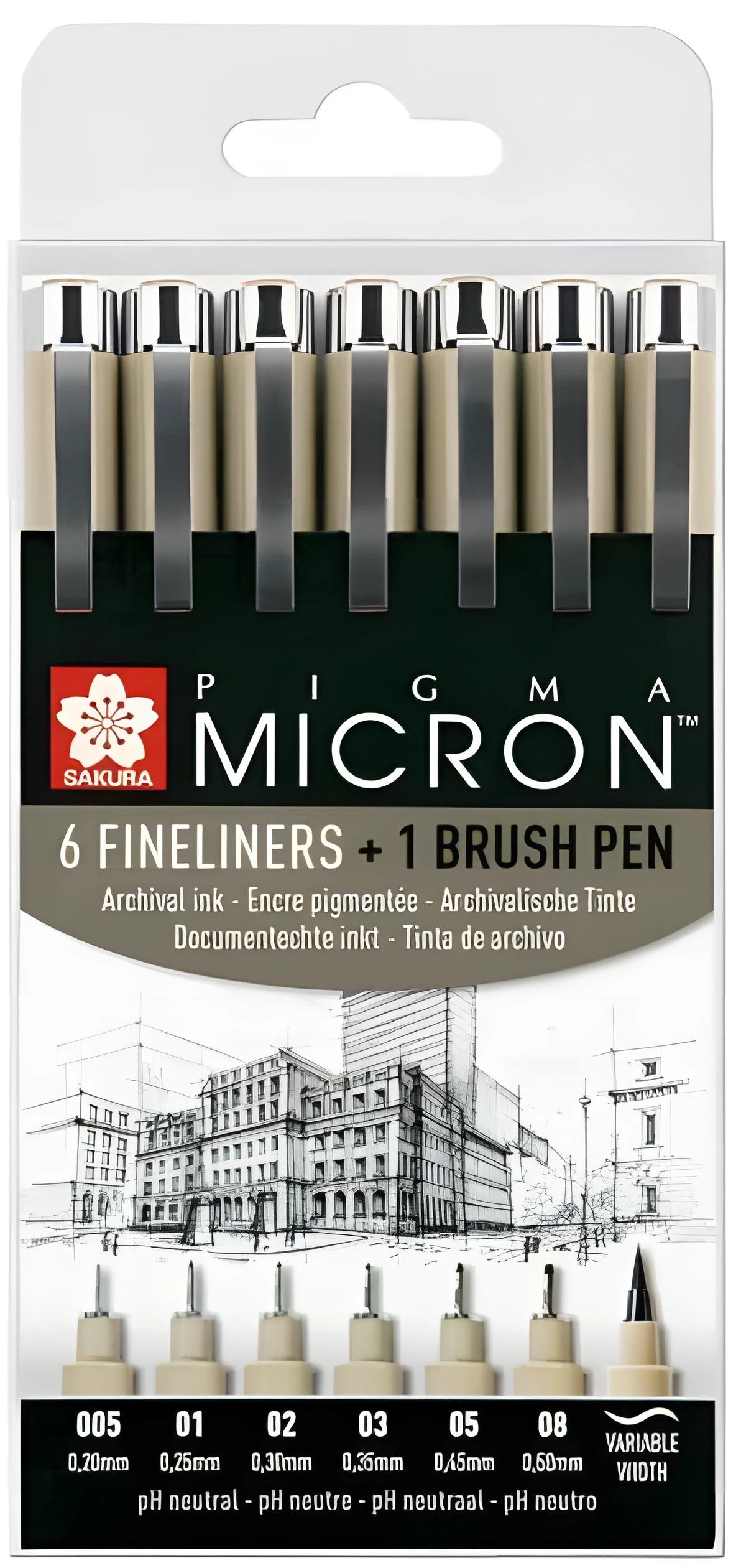 Набір лінерів PIGMA Micron 6шт+PIGMA BRUSH В ПОДАРУНОК Sakura
