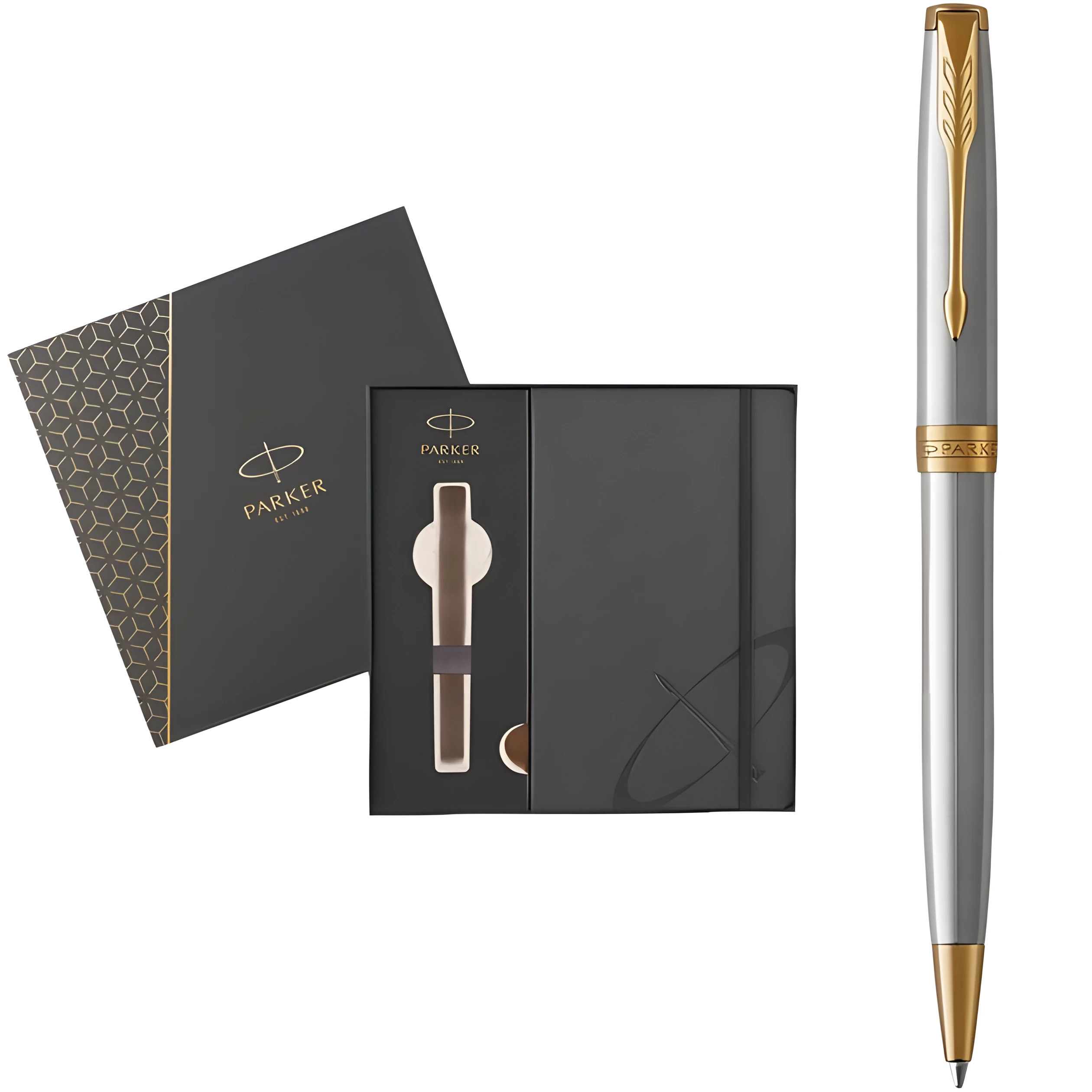 Набір подарунковий Parker Ручка кулькова Sonnet 17 Stainless Steel GT BP + блокнот Parker GIFT24 84 132b24
